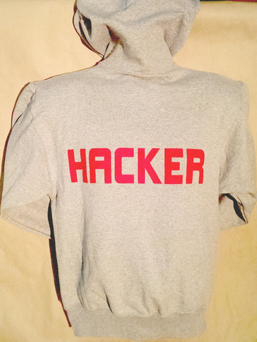 "HACKER" Sweatshirt (gray w/zipper)